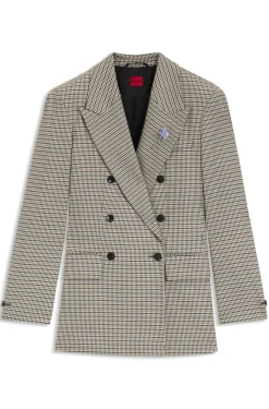 Relaxed-Fit Blazer mit filigranem Hahnentritt-Muster