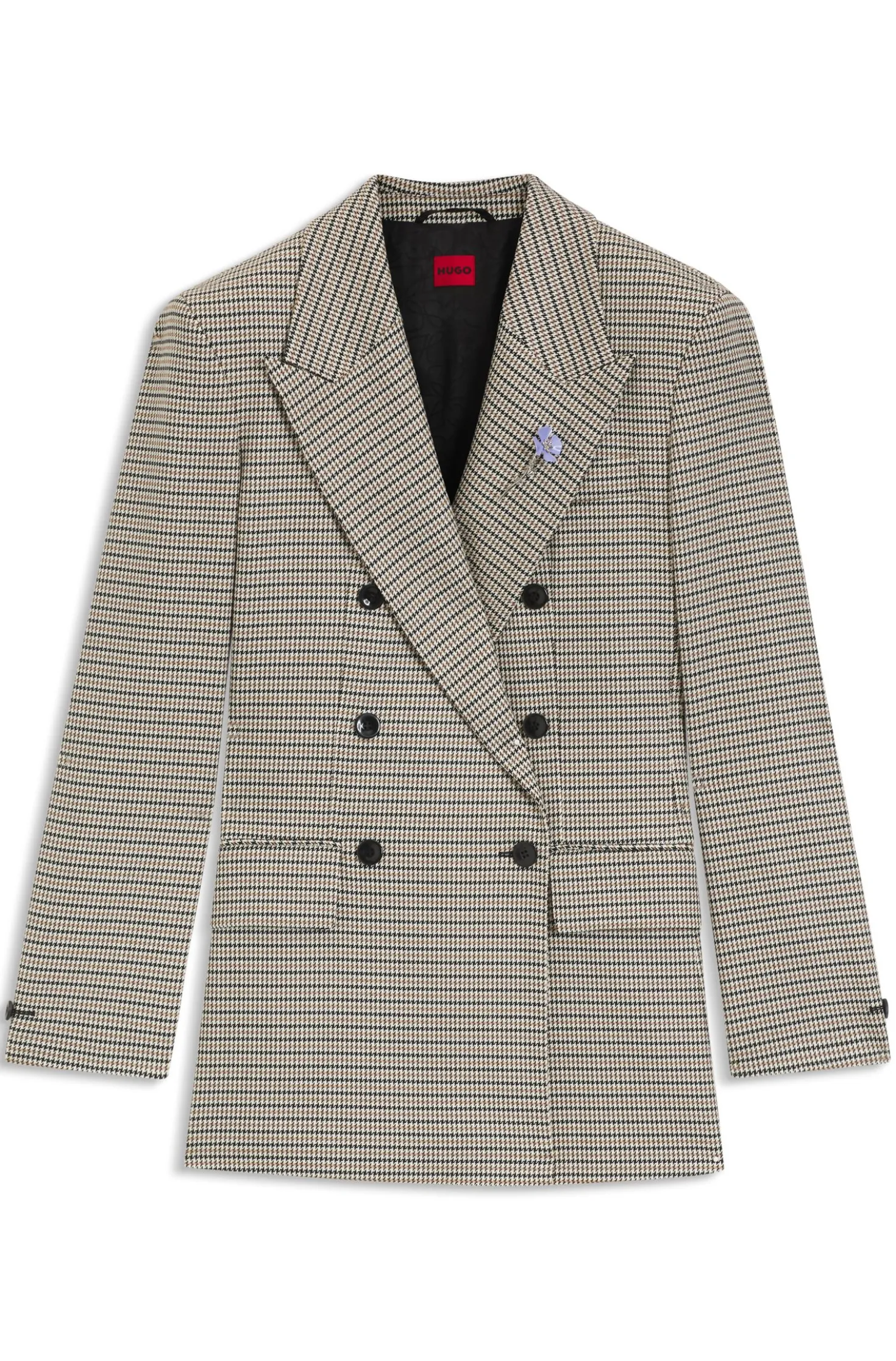 Relaxed-Fit Blazer mit filigranem Hahnentritt-Muster