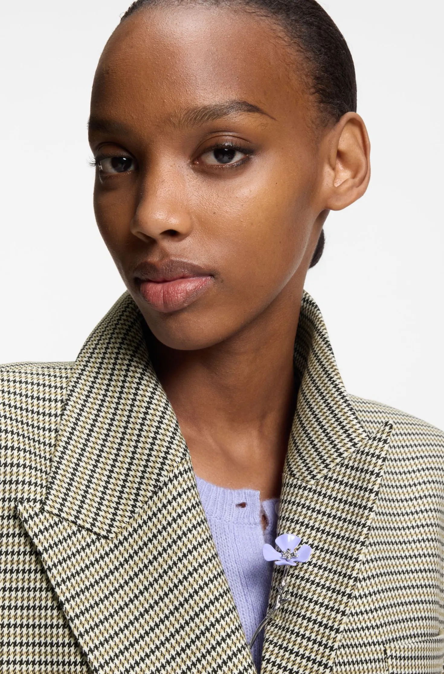 Relaxed-Fit Blazer mit filigranem Hahnentritt-Muster