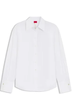 Relaxed-Fit Bluse aus Baumwolle mit Stack-Logo Manschettenknöpfen