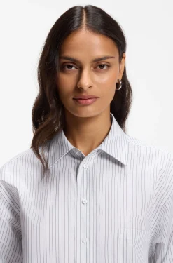Relaxed-Fit Bluse aus gestreifter Baumwoll-Popeline