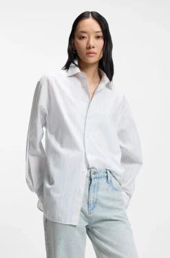 Relaxed-Fit Bluse aus gestreiftem Baumwoll-Canvas