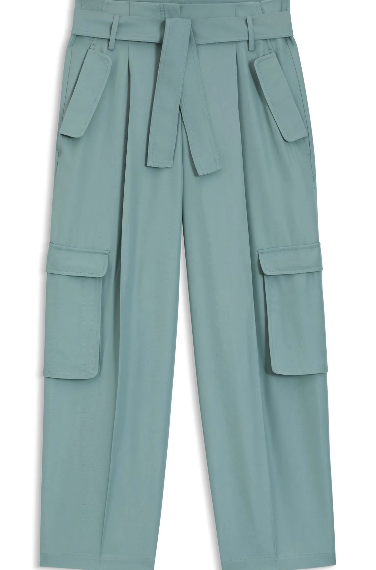 Relaxed-Fit Hose aus drapiertem Twill mit Paperbag-Bund