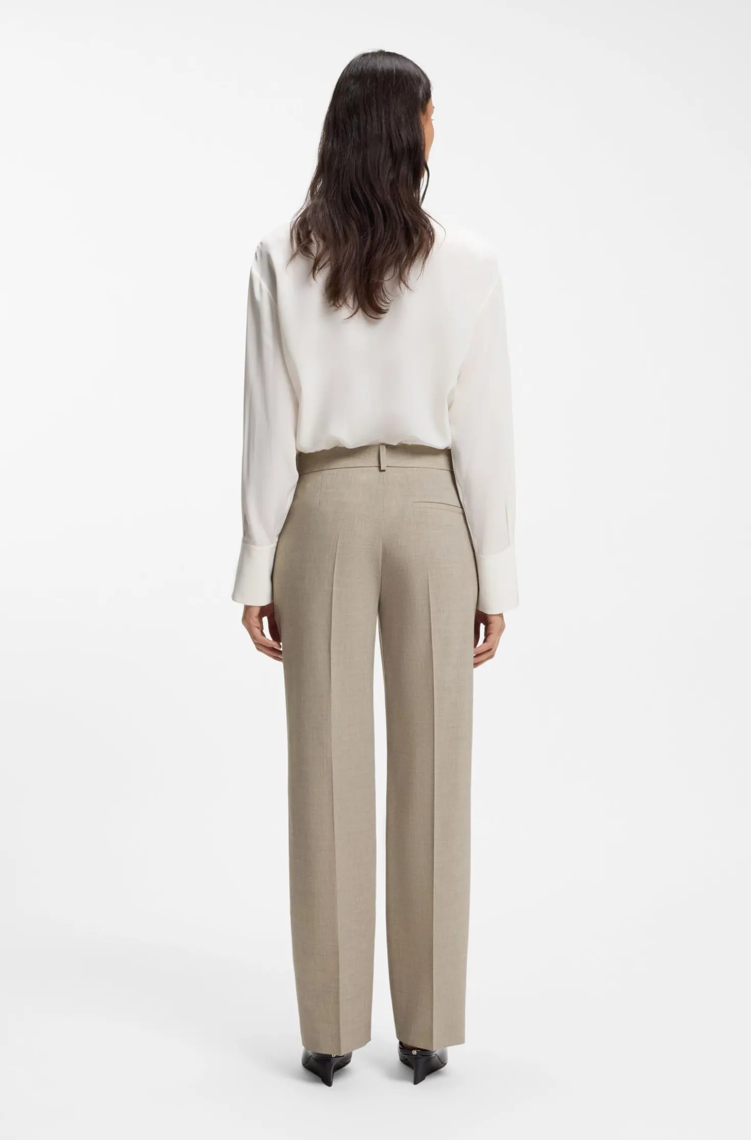 Relaxed-Fit Hose aus melierter Schurwolle