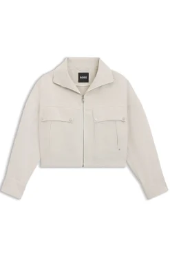 Relaxed-Fit Jacke aus Baumwoll-Twill mit Leinen