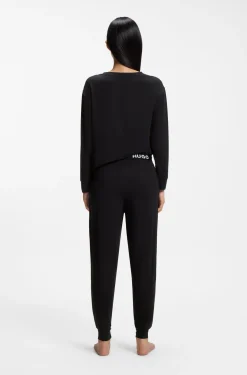 Relaxed-Fit Pyjama-Top aus Stretch-Jersey mit Logo-Print