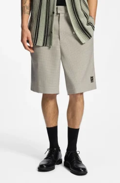 Relaxed-Fit Shorts mit Hahnentritt-Muster