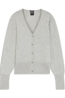 Relaxed-Fit Strickjacke aus Kaschmir mit gerippten Bündchen