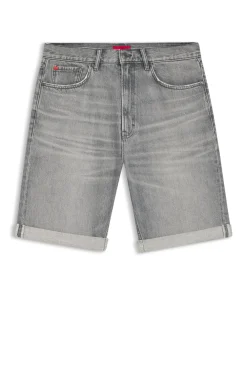 Relaxed-Tapered-Fit Shorts aus grauem Stone-washed-Denim