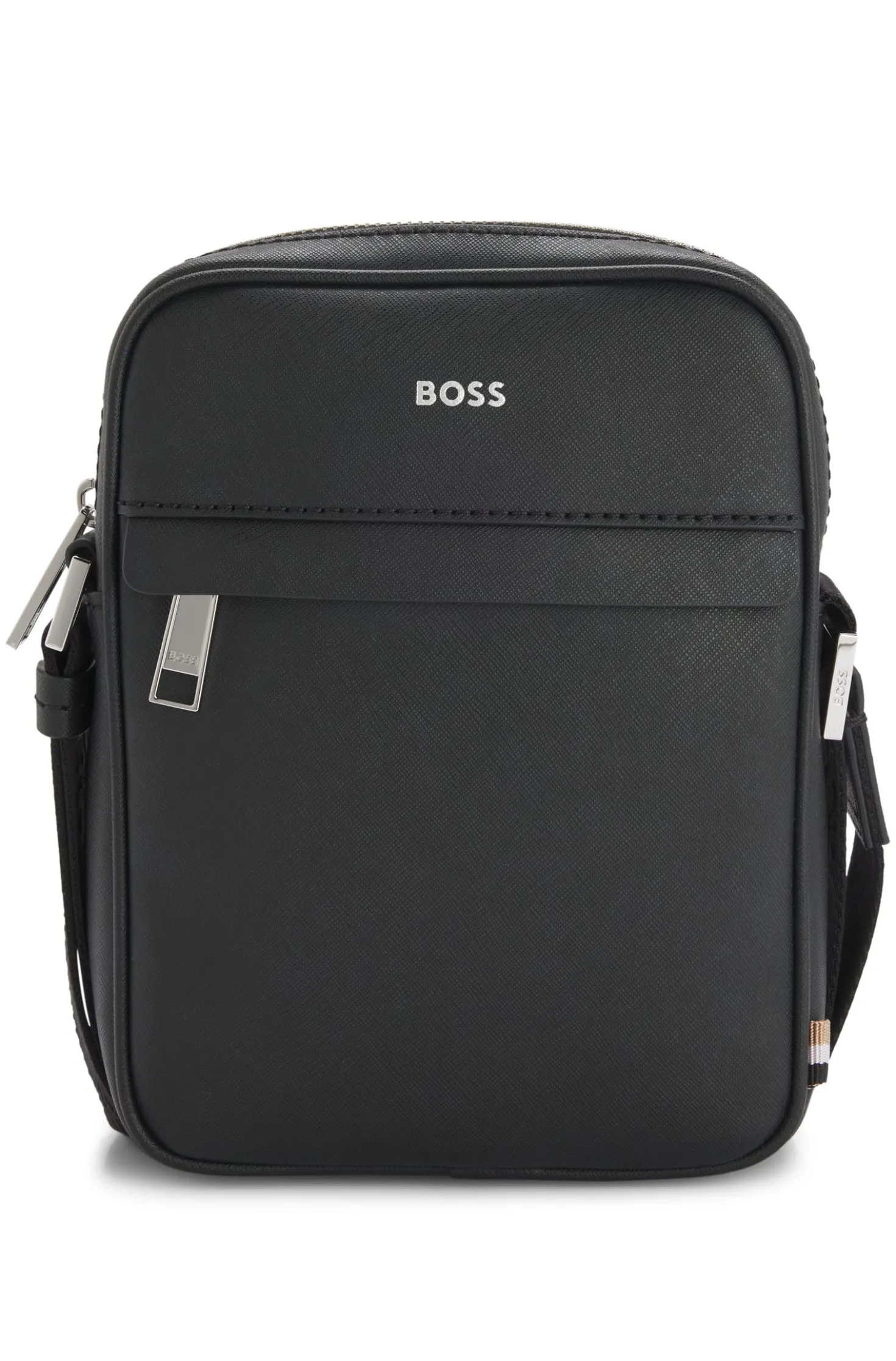 Reporter-Tasche aus recyceltem Leder mit verstellbarem Logo-Riemen
