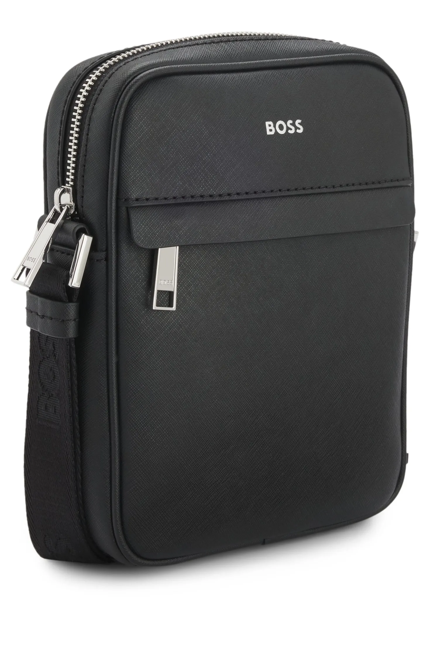 Reporter-Tasche aus recyceltem Leder mit verstellbarem Logo-Riemen