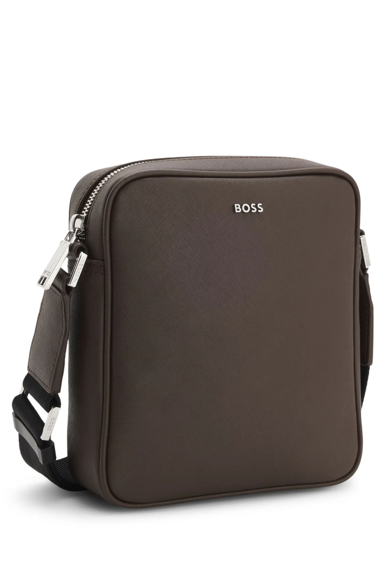 Reporter-Tasche mit silberfarbenem Logo-Schriftzug