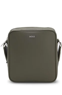 Reporter-Tasche mit silberfarbenem Logo-Schriftzug