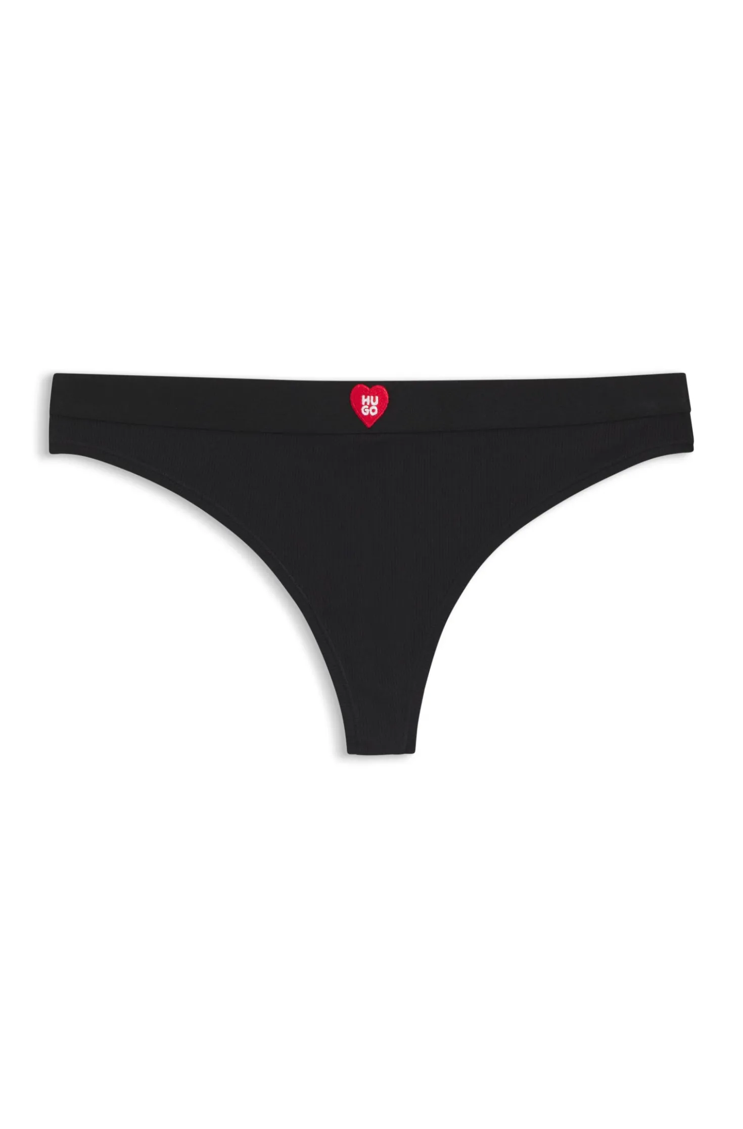 Ripp-String mit Herz-Logo und niedrigem Bund