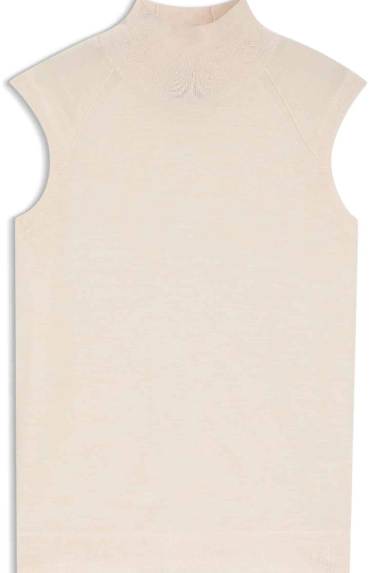 Ärmelloser Pullover aus Merinowolle mit Stehkragen
