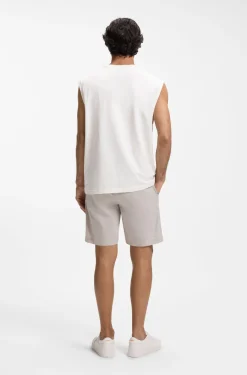 Ärmelloses T-Shirt aus elastischer Baumwolle mit Slub-Effekt