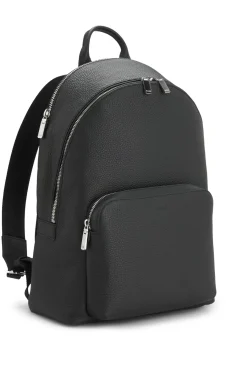 Rucksack aus genarbtem italienischem Leder mit geprägtem Logo
