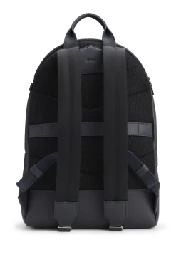 Rucksack aus genarbtem italienischem Leder mit geprägtem Logo