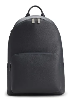Rucksack aus genarbtem italienischem Leder mit geprägtem Logo