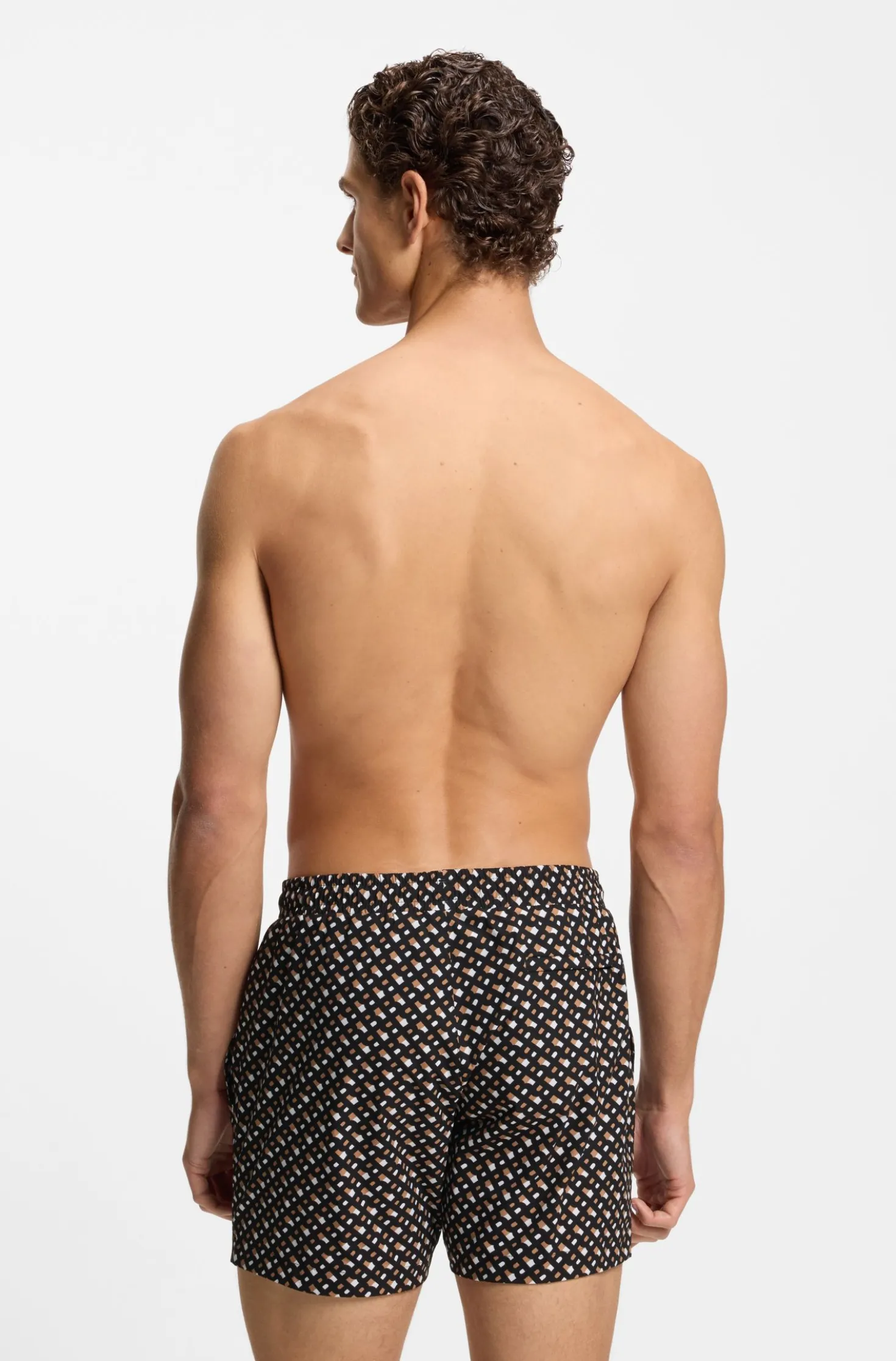 Schnell trocknende Badeshorts mit durchgehendem Innenfutter und Monogramm-Print