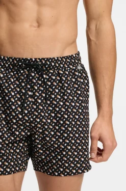 Schnell trocknende Badeshorts mit durchgehendem Innenfutter und Monogramm-Print