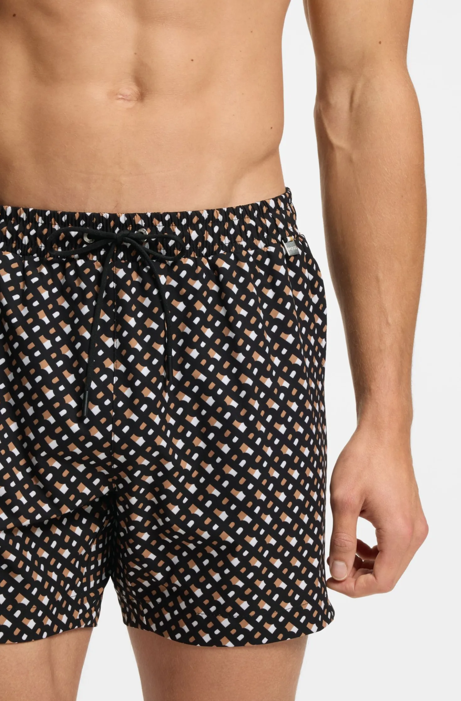 Schnell trocknende Badeshorts mit durchgehendem Innenfutter und Monogramm-Print