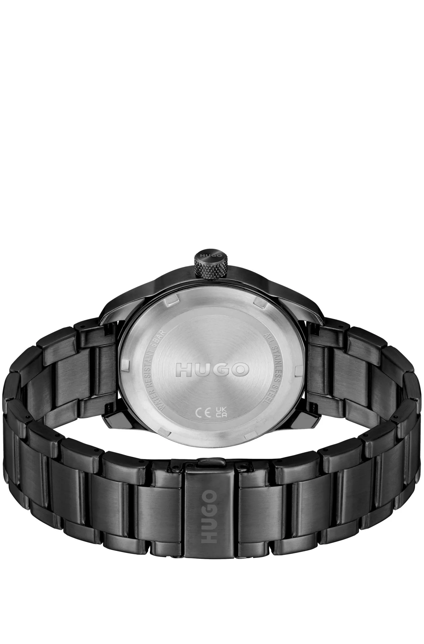 Schwarz beschichtete Uhr mit Gliederarmband