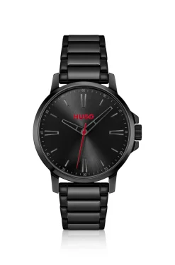 Schwarz beschichtete Uhr mit tonalem Edelstahlarmband