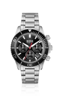 Sealiner Uhr mit schwarzem Zifferblatt und rotierender Tachymeter-Lünette