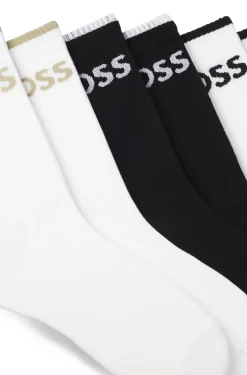 Sechserpack kurze Socken aus geripptem Baumwoll-Mix
