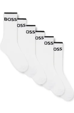 Sechserpack kurze Socken aus geripptem Baumwoll-Mix