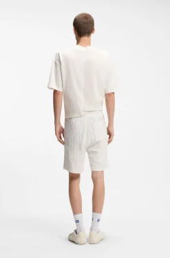 Shorts aus Baumwoll-Frottee mit Leopard-Jacquard