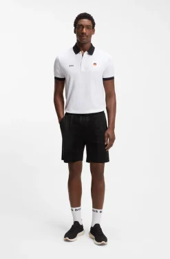 Shorts aus Baumwoll-Jersey mit matten und glänzenden Streifen