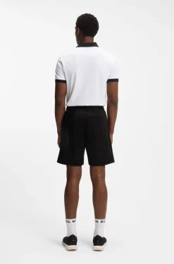 Shorts aus Baumwoll-Jersey mit matten und glänzenden Streifen