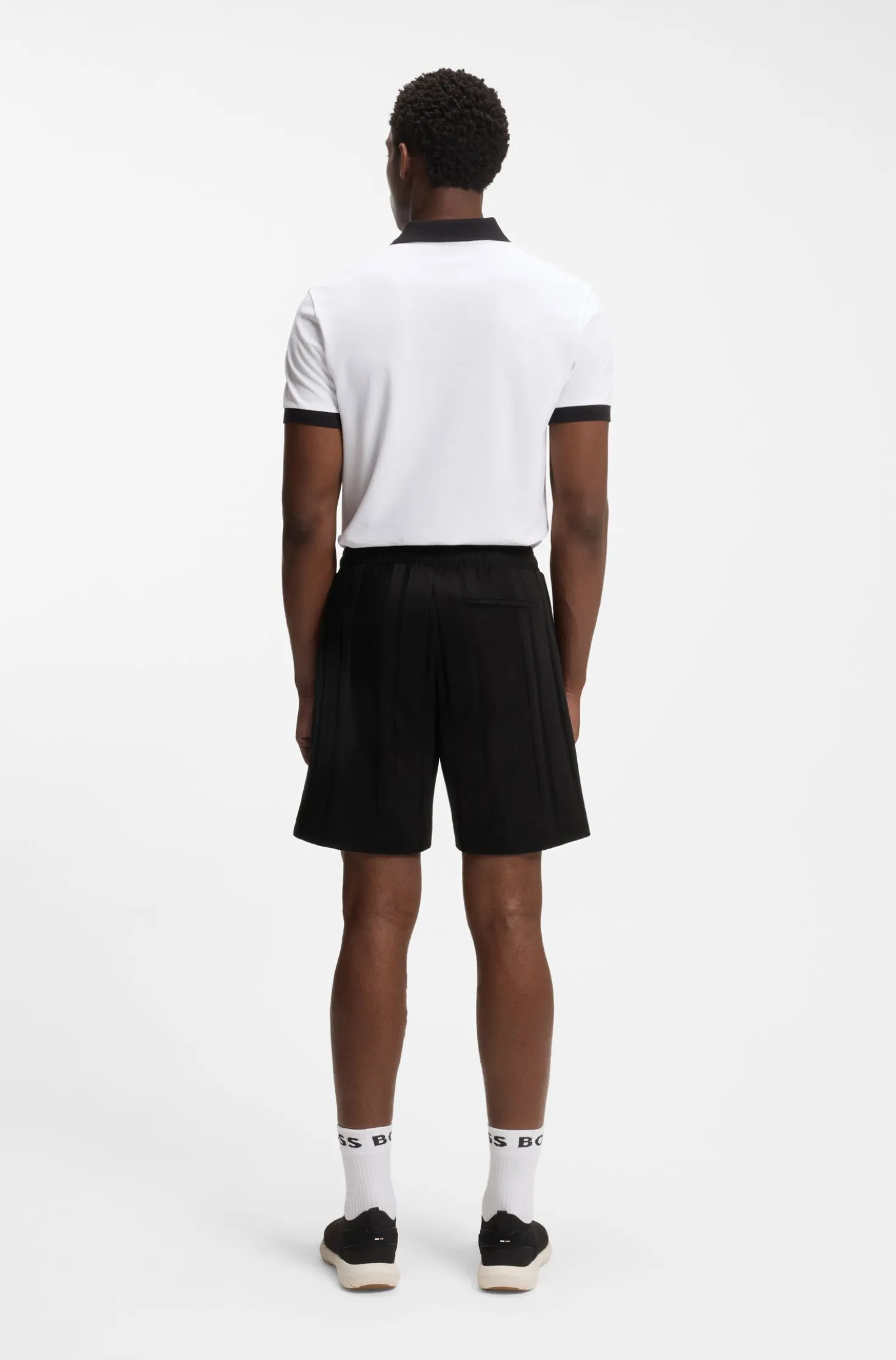 Shorts aus Baumwoll-Jersey mit matten und glänzenden Streifen