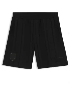 Shorts aus Baumwoll-Jersey mit matten und glänzenden Streifen