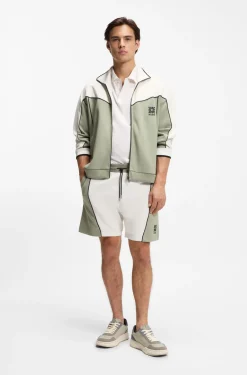 Shorts aus Baumwoll-Mix mit gesticktem Logo-Artwork