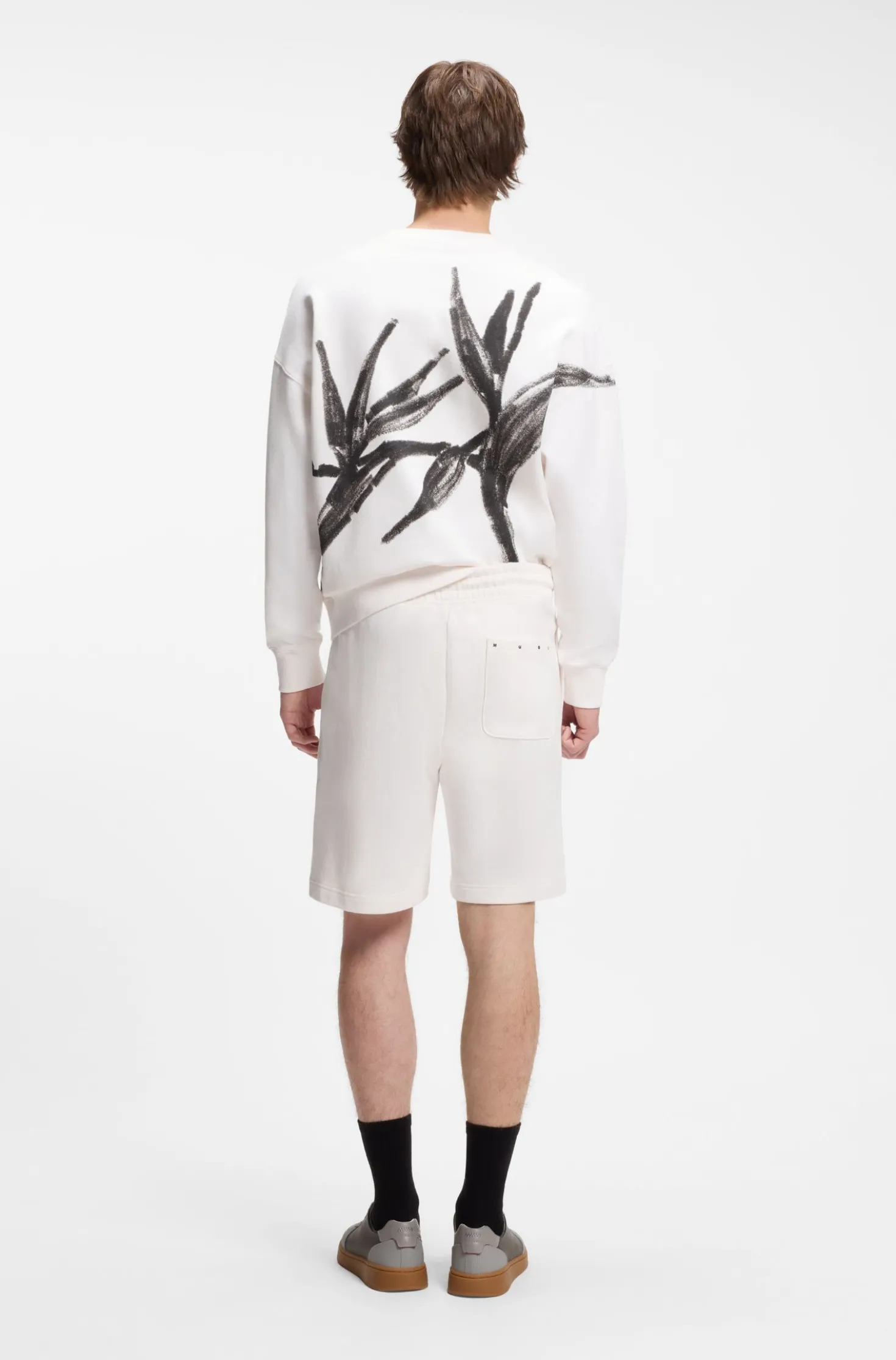 Shorts aus Baumwoll-Terry mit Artwork-Patch
