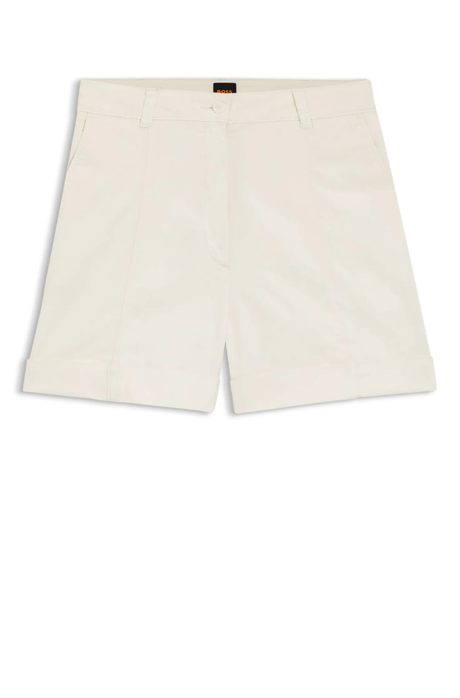 Shorts aus Stretch-Baumwolle mit umgeschlagenen Säumen