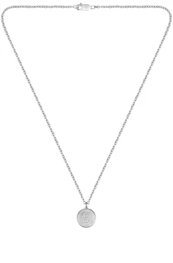 Silberfarbene Halskette mit Double-B-Monogramm-Medaillon
