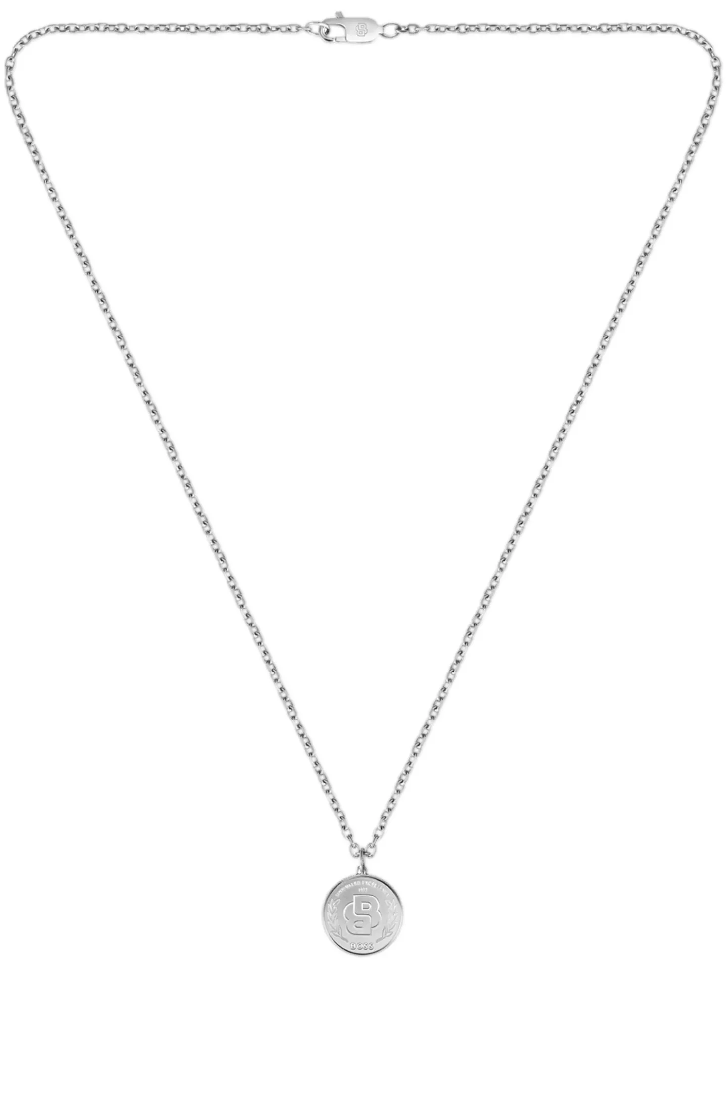 Silberfarbene Halskette mit Double-B-Monogramm-Medaillon