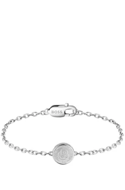 Silberfarbenes Armband mit Double-B-Monogramm-Medaillon