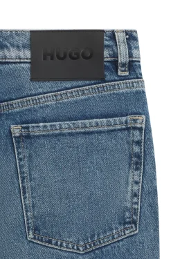 Skinny-Fit Jeans aus blauem Stretch-Denim mit ausgestelltem Bein