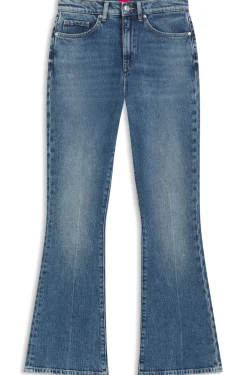 Skinny-Fit Jeans aus blauem Stretch-Denim mit ausgestelltem Bein