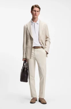 Slim-Fit Blazer aus gestreiftem Leinen-Mix mit Baumwolle
