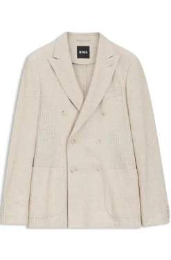 Slim-Fit Blazer aus gestreiftem Leinen-Mix mit Baumwolle