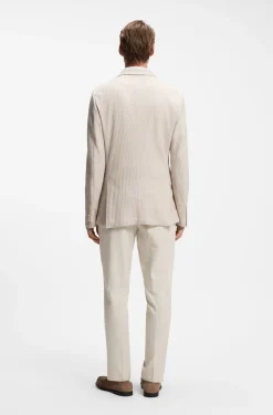 Slim-Fit Blazer aus gestreiftem Leinen-Mix mit Baumwolle
