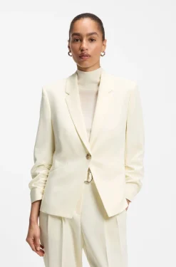 Slim-Fit Blazer aus japanischem Krepp mit gerafften Ärmeln