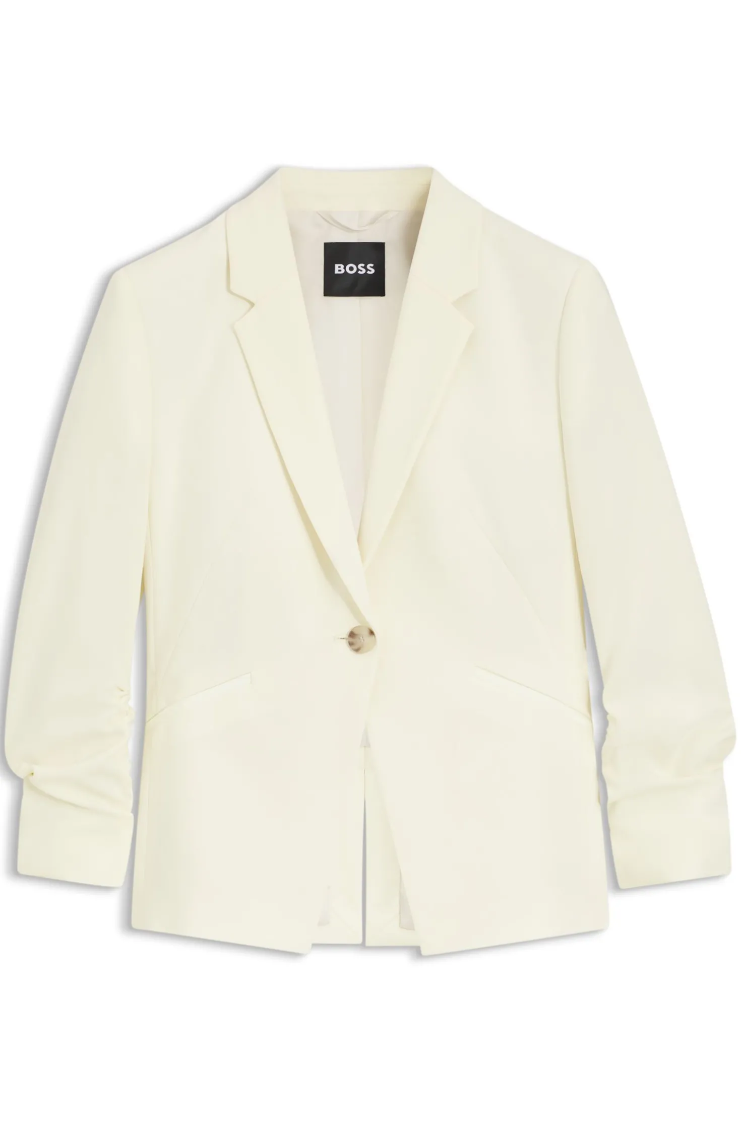 Slim-Fit Blazer aus japanischem Krepp mit gerafften Ärmeln