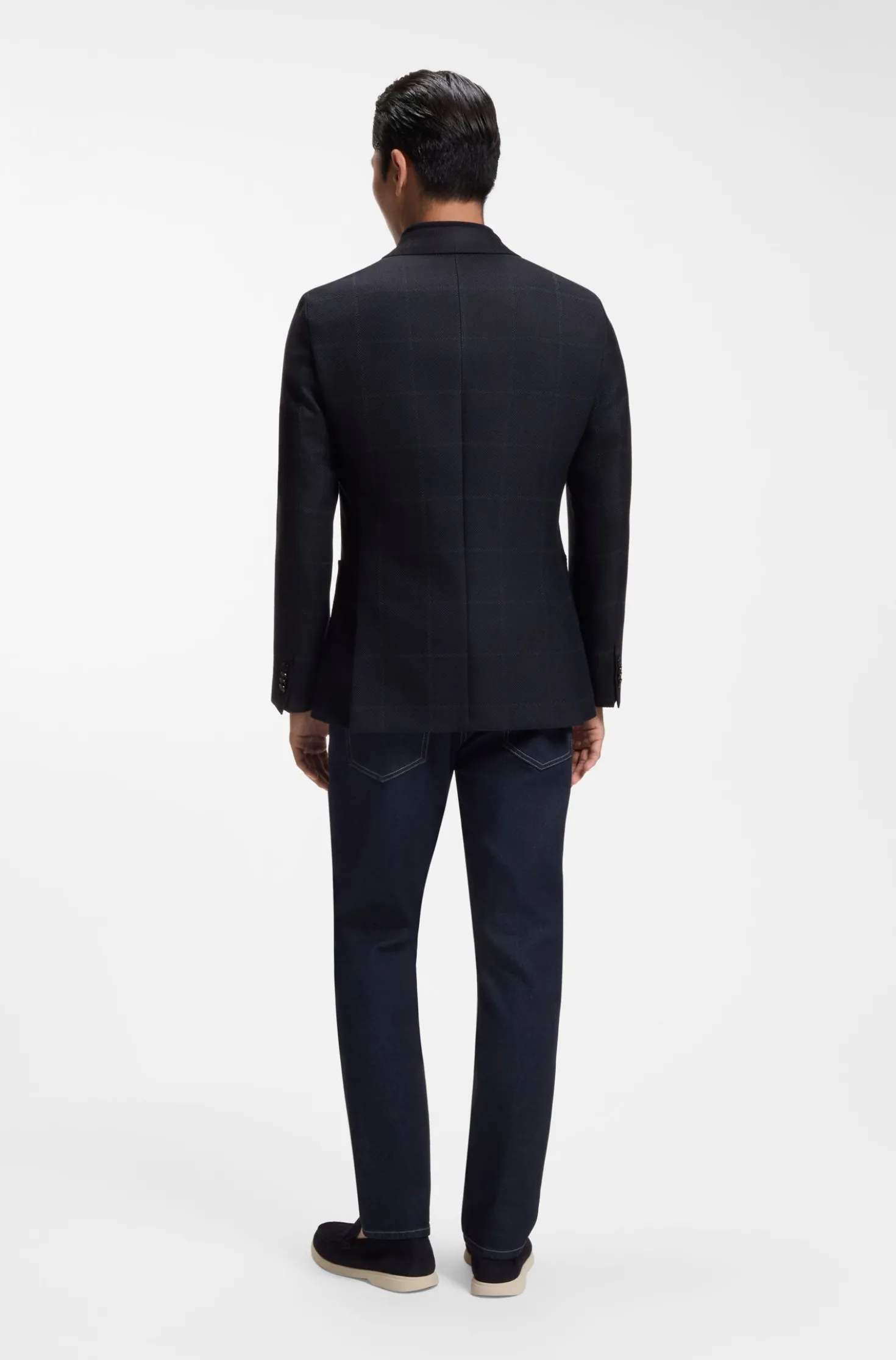 Slim-Fit Blazer aus karierter Schurwolle